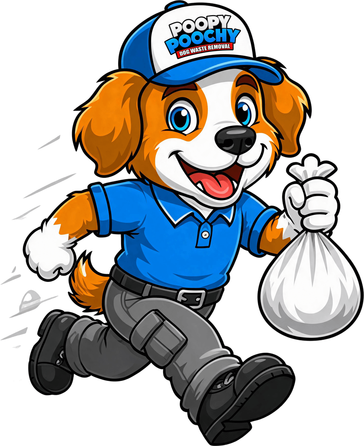 Poopy Poochy mascot running